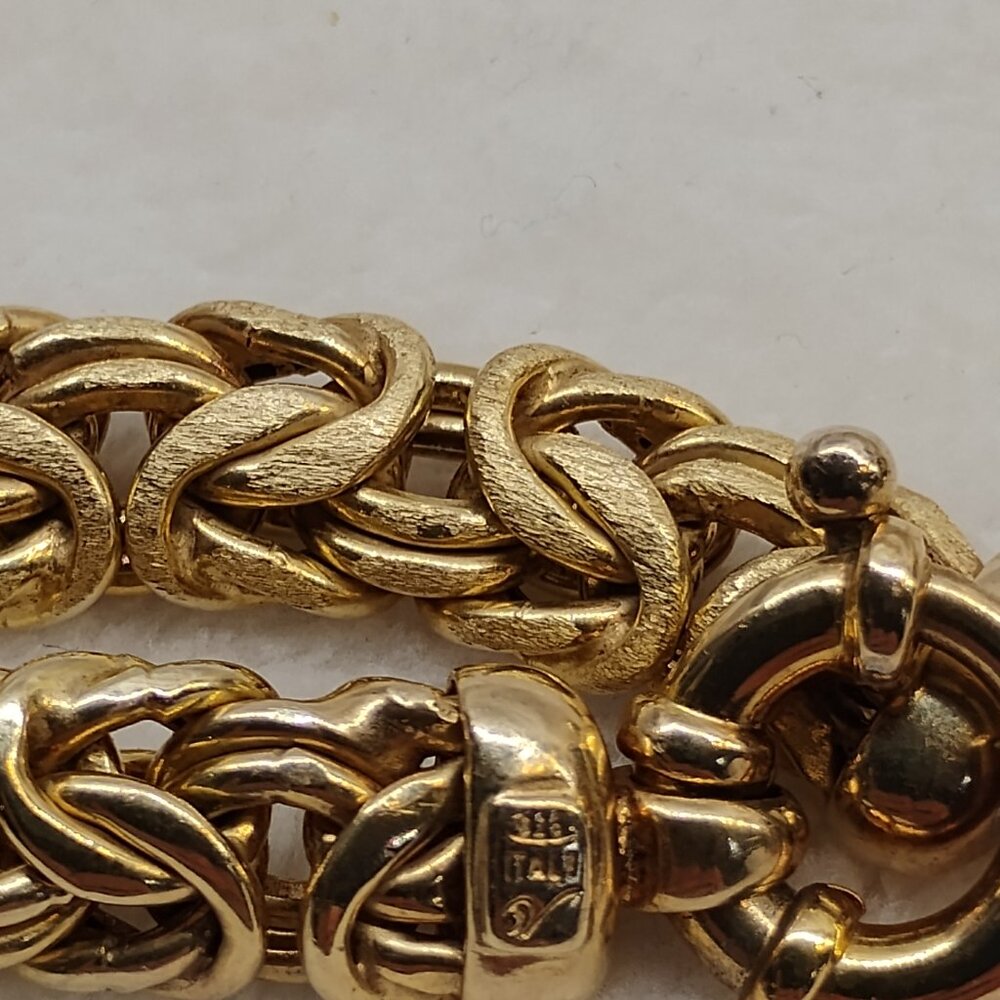 Vintage Silver Byzantine Large Necklace Italy .925 Sterling 20" Gold Tone Chain - Picture 7 of 12